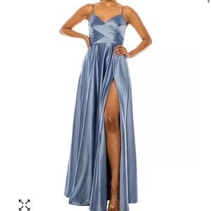 B. Darlin Junior’s blue satin maxi formal dress. Sz 6
